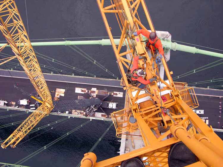 Tacoma Narrows Bridge Tower Crane Removal Crane Deck Loading